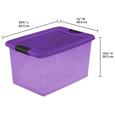 Sterilite Purple 64 Quart Latching Plastic Storage Box Container Tote (6 Pack)