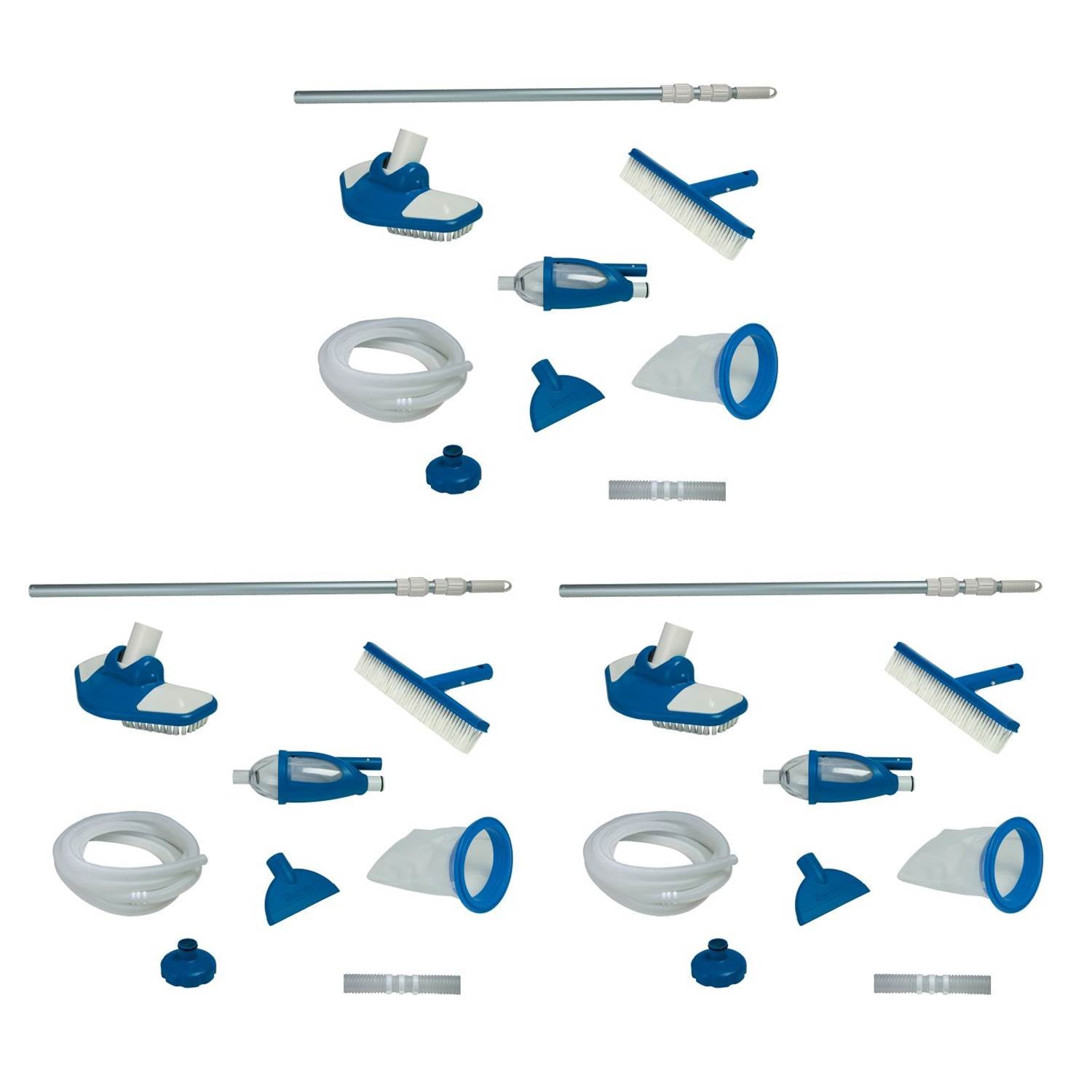 Intex Pool Maintenance Kit with Vacuum & Pole for Minimum 800 GPH Flow (3 Pack)