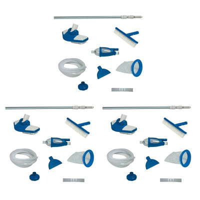 Intex Pool Maintenance Kit with Vacuum & Pole for Minimum 800 GPH Flow (3 Pack)