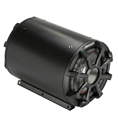 Kicker Car Audio Tube Enclosure w/ 8 Inch 2 Ohm Subwoofer and Grill (2 Pack)