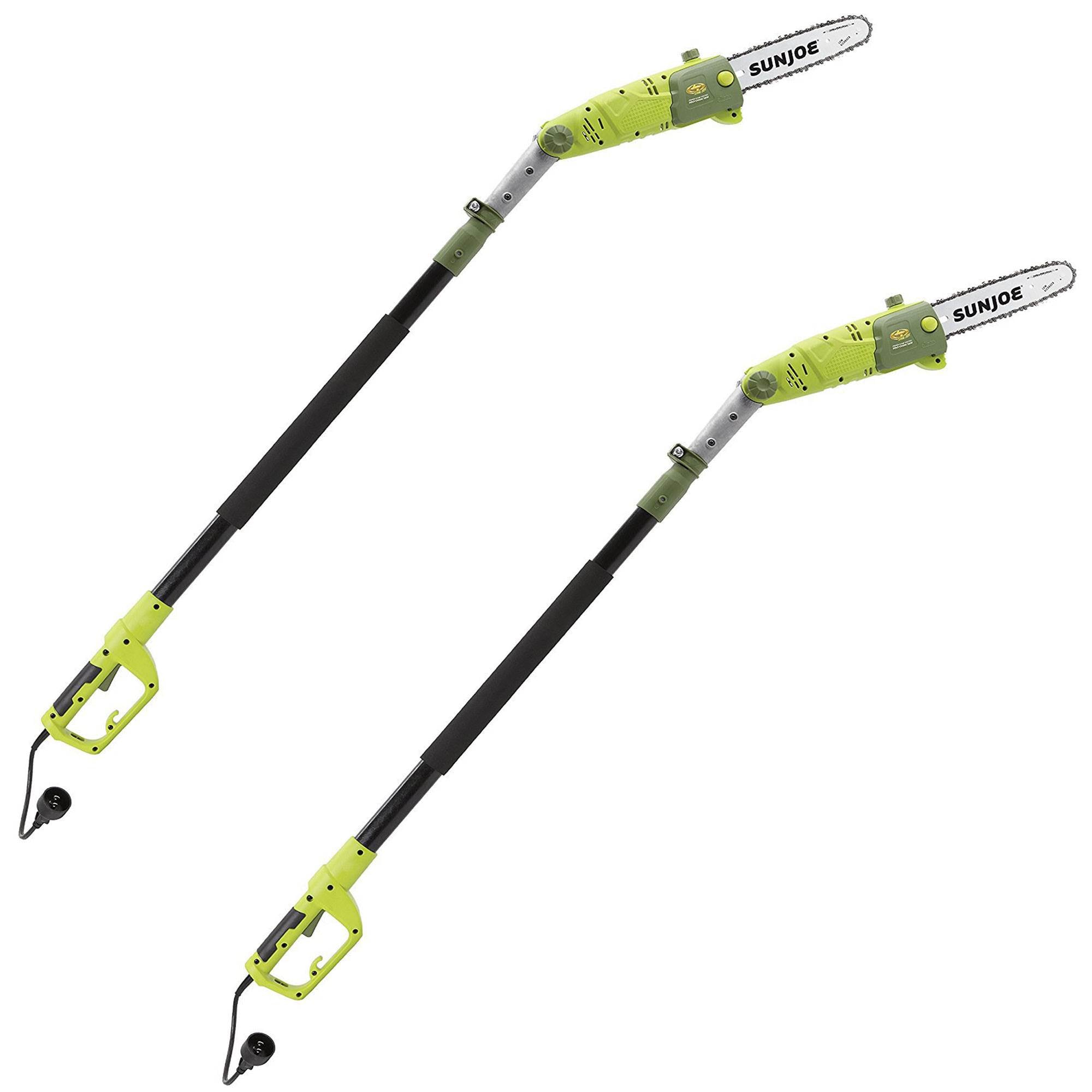 Sun Joe 10 Inch Chain 8 Amp Electric 15 Foot Multi Angle Pole Chainsaw (2 Pack)