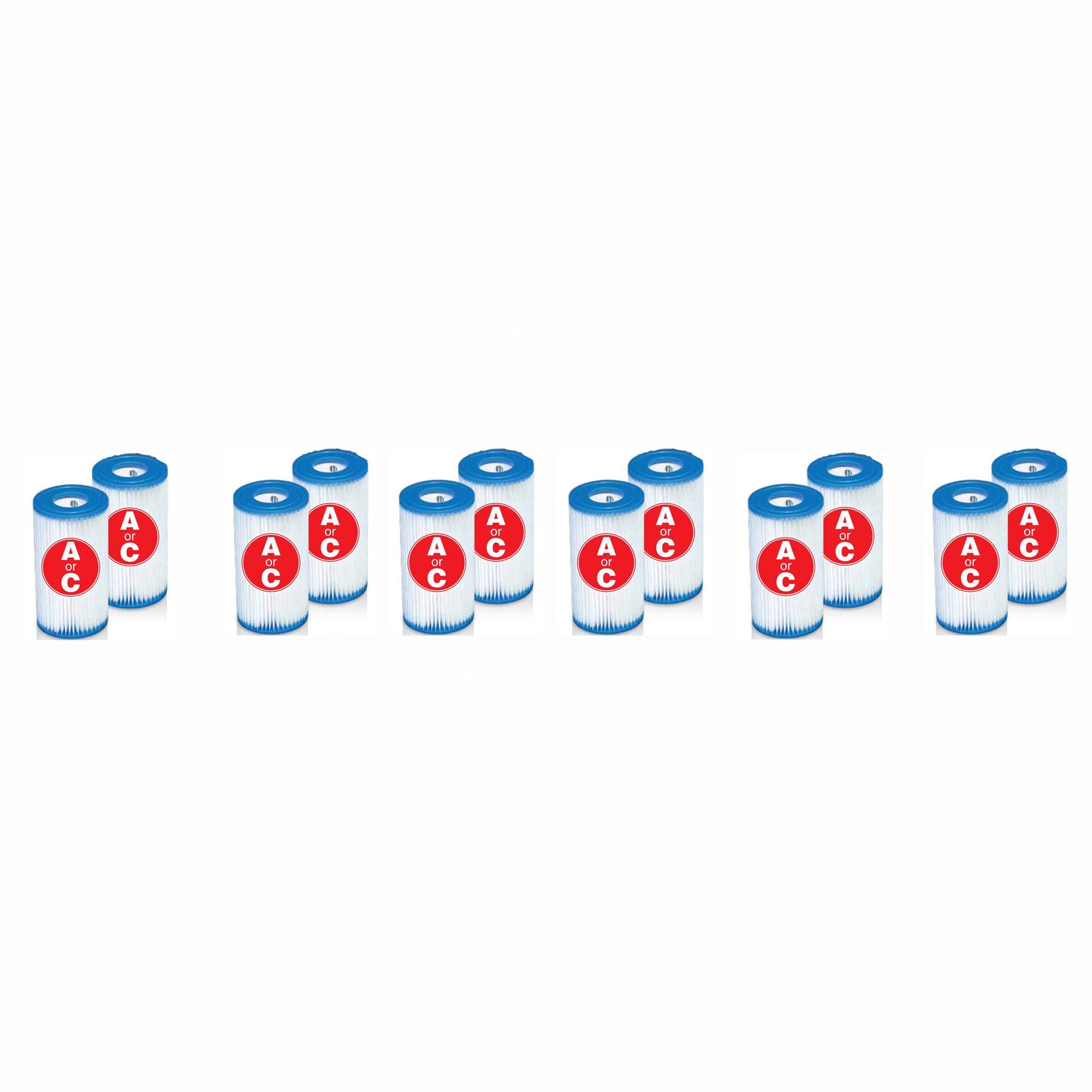 Intex Easy Set Swimming Pool Type A or C Filter Replacement Cartridges (6 Pack) - VMInnovations