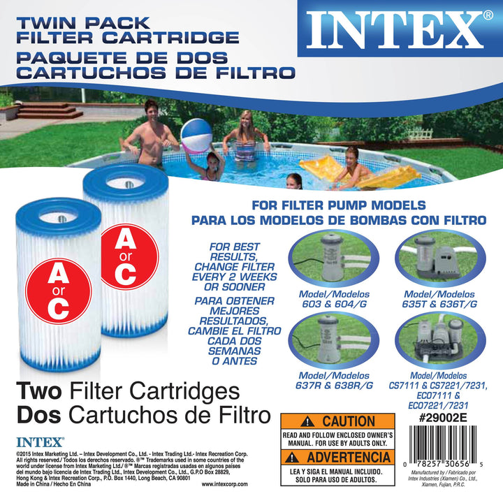 Intex Easy Set Swimming Pool Type A or C Filter Replacement Cartridges (6 Pack)