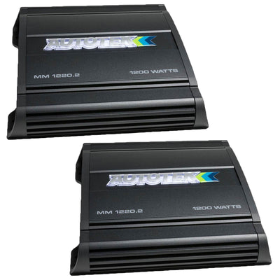 Autotek Mean Machine 1200W 2 Channel Bridgeable Amplifier Car Audio Amp (2 Pack)