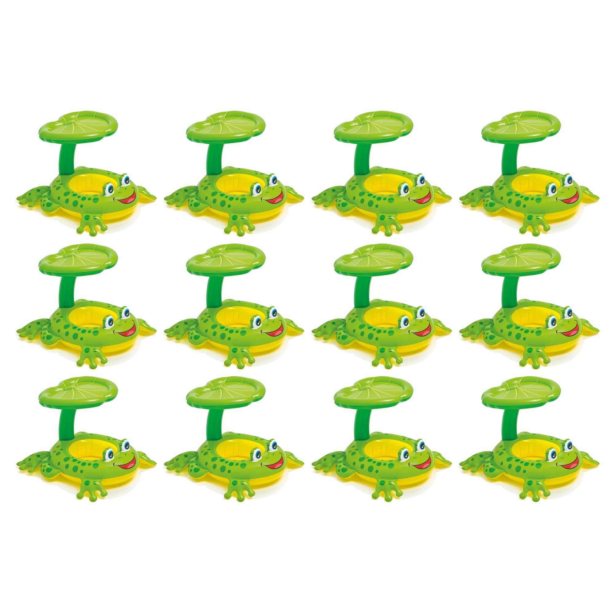 Intex 56584EP Froggy Friend Shade Canopy Baby Kiddie Floating Raft (12 Pack)