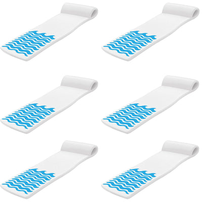 TRC Sunsation 70 Inch Foam Raft Lounger Pool Float, Blue Wave White (6 Pack)