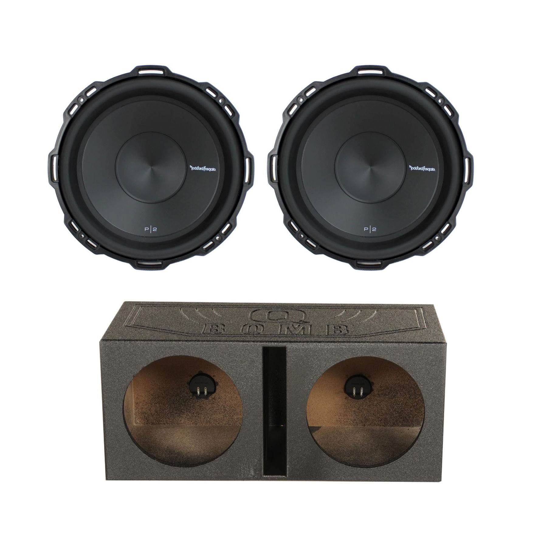 Rockford Fosgate 12" Subwoofer (2 Pack) & 12" Rhino Vented Subwoofer Enclosure
