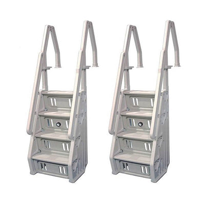 Vinyl Works Adjustable 24 In Step Ladder for Above Ground Pools, White (2 Pack)