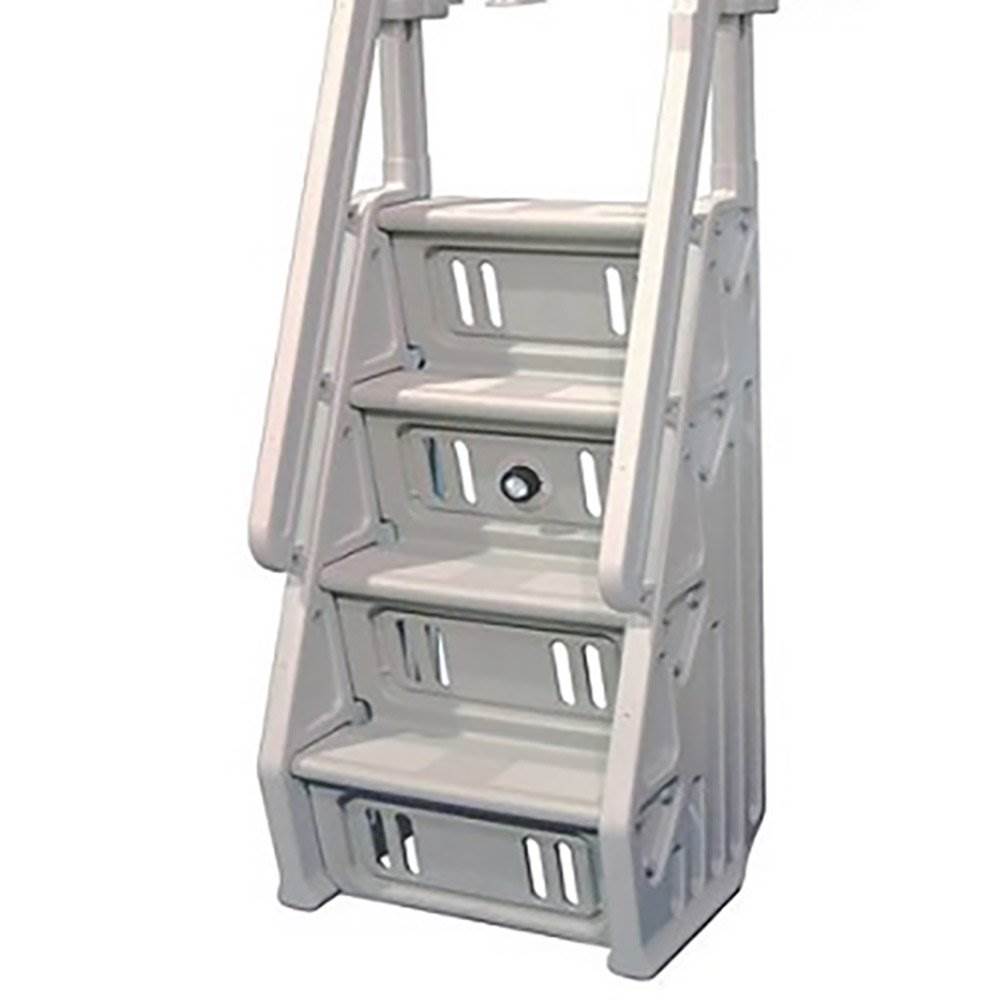 Vinyl Works Adjustable 24 In Step Ladder for Above Ground Pools, White (2 Pack)