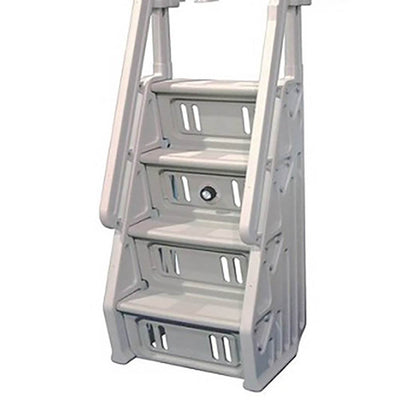 Vinyl Works Adjustable 24 In Step Ladder for Above Ground Pools, White (2 Pack)