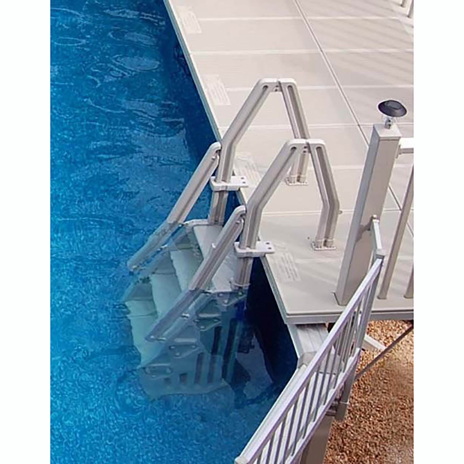 Vinyl Works Adjustable 24 In Step Ladder for Above Ground Pools, White (2 Pack)