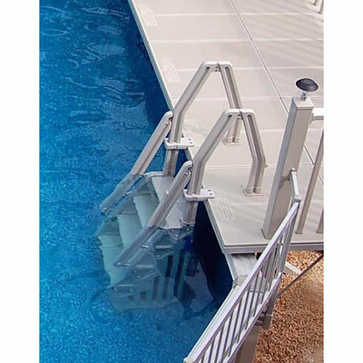 Vinyl Works Adjustable 24 In Step Ladder for Above Ground Pools, White (2 Pack)