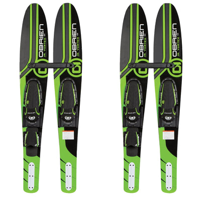 OBrien 54" Adjustable Combo Water Skis, Kids Size 2-Mens Size 7, Green (2 Pack)