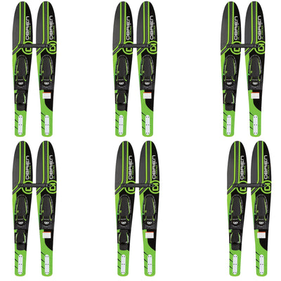 OBrien 54" Adjustable Combo Water Skis, Kids Size 2-Mens Size 7, Green (6 Pack)