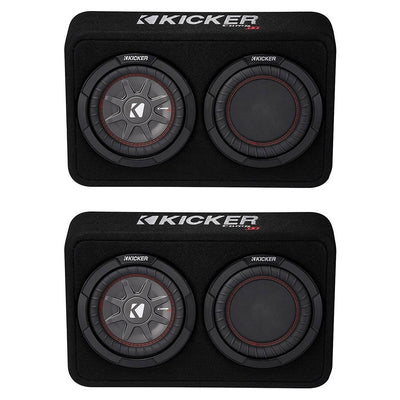 Kicker 600W Dual Loaded 8" 2 Ohm Shallow Sealed Subwoofer Box Enclosure (2 Pack)