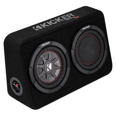 Kicker 600W Dual Loaded 8" 2 Ohm Shallow Sealed Subwoofer Box Enclosure (2 Pack)