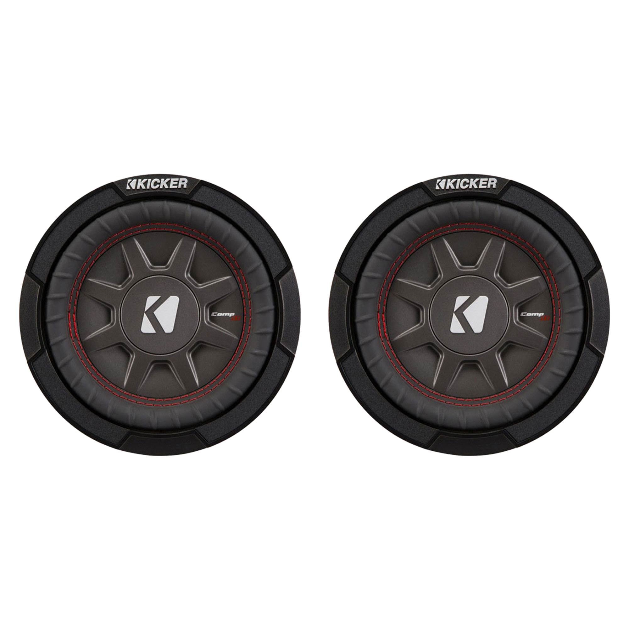 Kicker CompRT Single 6.75 Inch 300 Watt Max 1 Ohm Shallow Car Subwoofer (2 Pack)