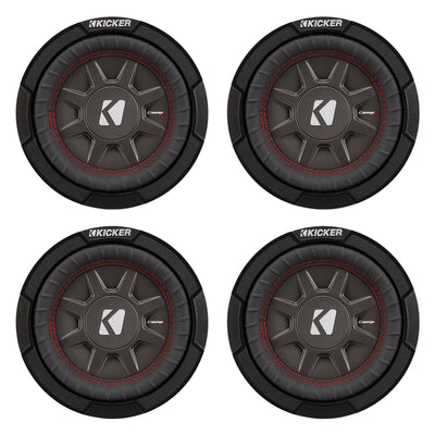 Kicker CompRT Single 6.75 Inch 300 Watt Max 1 Ohm Shallow Car Subwoofer (4 Pack)
