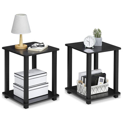 Furinno Simplistic Wooden Sturdy Flat Top Decor End Tables, Black (2 Pack)(Used)