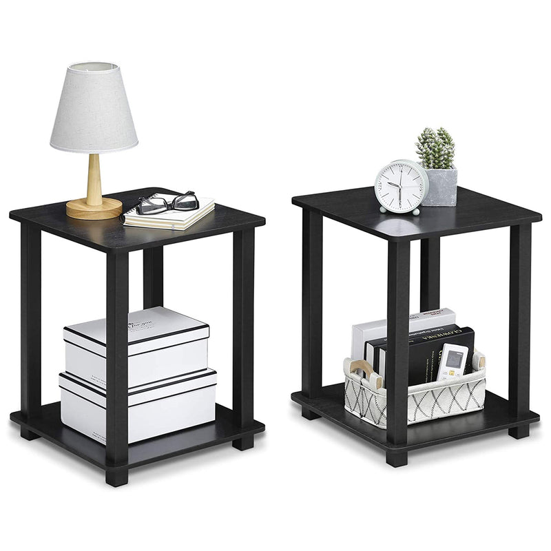 Furinno Simplistic Wooden Sturdy Flat Top End Tables, Black (2 Pack) (Open Box)