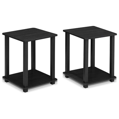 Furinno Simplistic Wooden Sturdy Flat Top Decor End Tables, Black (2 Pack)(Used)