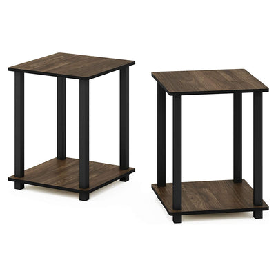 Furinno Simplistic Wooden Flat Top Home Decor End Tables, Walnut (2 Pack) (Used)