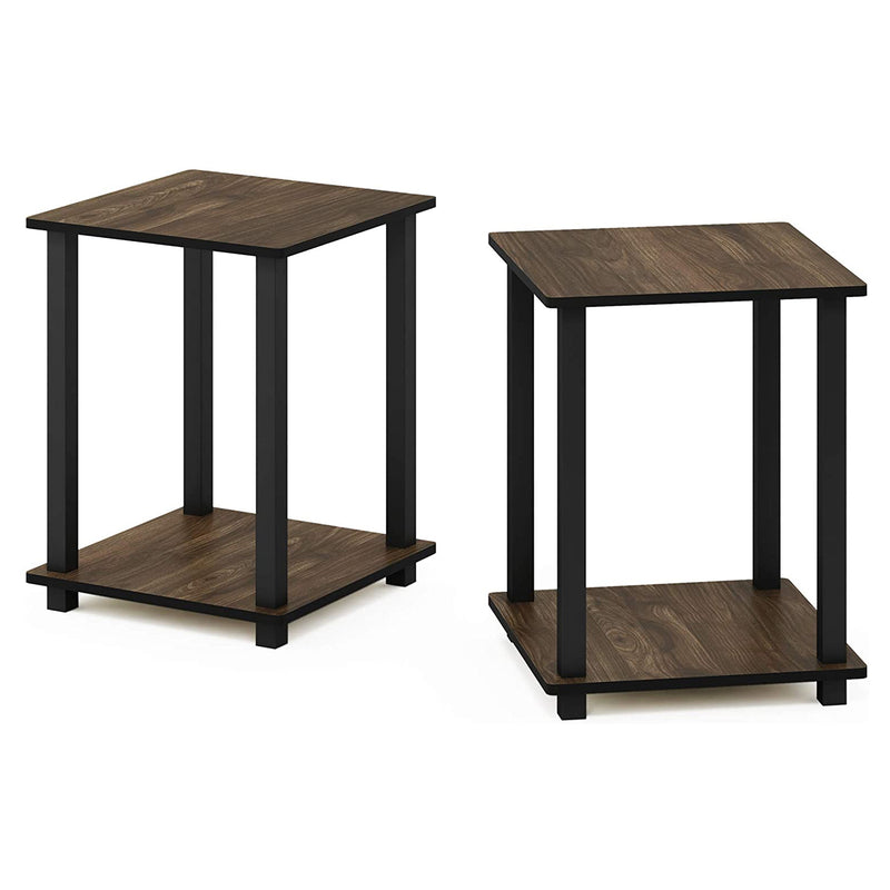 Furinno Simplistic Wooden Sturdy Flat Top Home Decor End Tables, Walnut (2 Pack)
