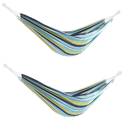Vivere Brazilian Style Cotton 1 Person Outdoor Patio Hammock, Cayo Reef (2 Pack)