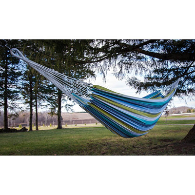 Vivere Brazilian Style Cotton 1 Person Outdoor Patio Hammock, Cayo Reef (2 Pack)
