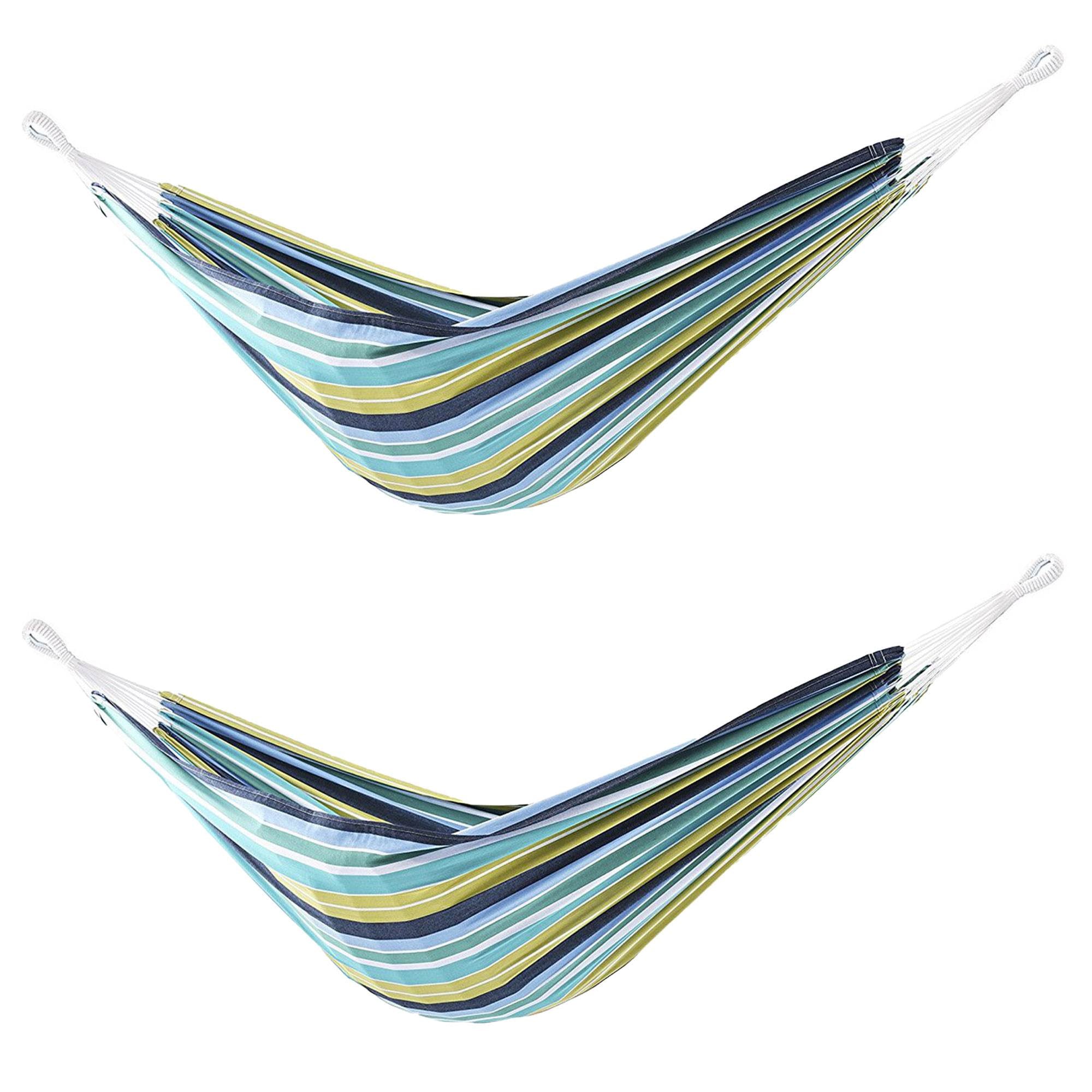 Vivere Brazilian Style Cayo Reef 2 Person Cotton Hammock with Carry Bag (2 Pack)