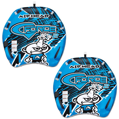 Airhead G-Force 2 Inflatable Double Rider Inflatable Towable Tube, Blue (2 Pack)