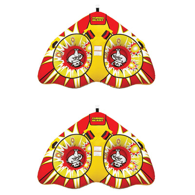 AIRHEAD Turbo Blast Inflatable Double Rider Towable Lake Boat Tube (2 Pack) - VMInnovations
