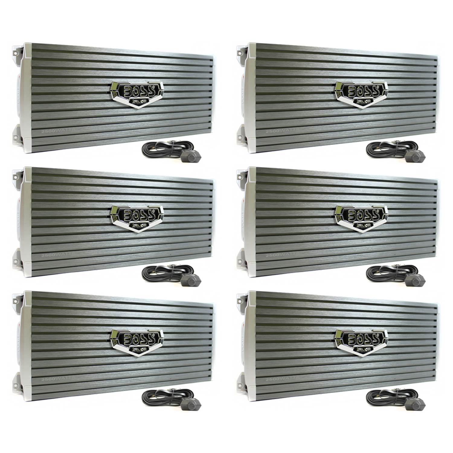 Boss Audio Armor 2500W MONO AB Car Amplifier Power Amp Mosfet + Remote (6 Pack)