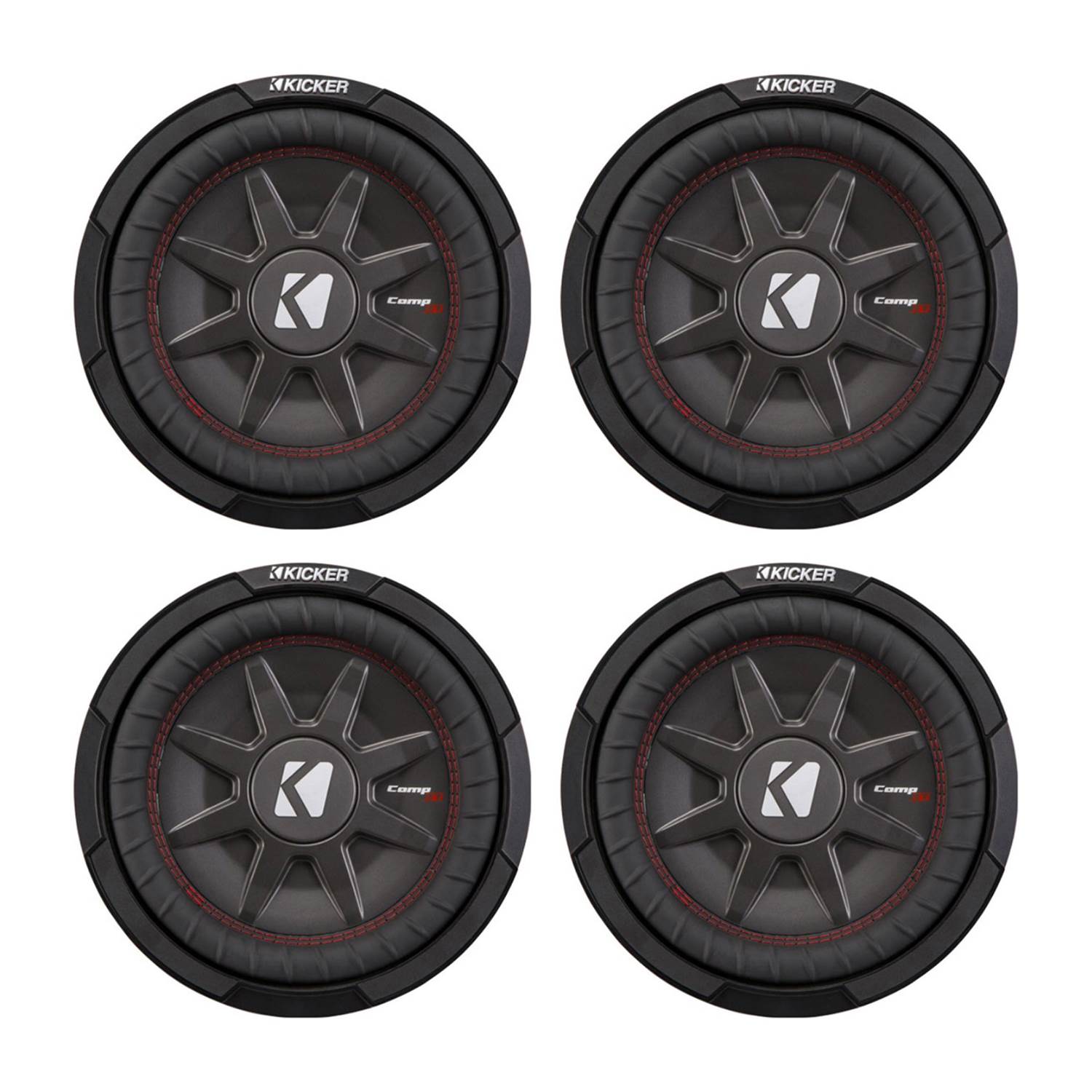 Kicker CompRT Single 12 Inch 1000W Max Dual 2 Ohm Shallow Car Subwoofer (4 Pack)