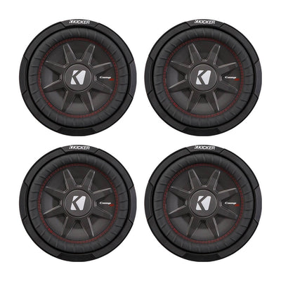 Kicker CompRT Single 12 Inch 1000W Max Dual 2 Ohm Shallow Car Subwoofer (4 Pack)