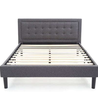 Classic Brands Mornington Upholstered Low Profile Platform Bed Frame, Full, Grey