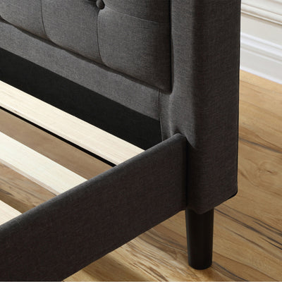 Classic Brands Mornington Upholstered Low Profile Platform Bed Frame, Full, Grey