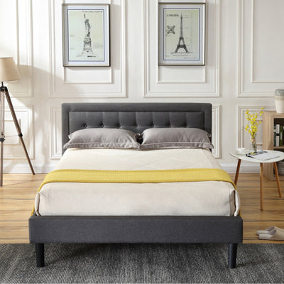 Classic Brands Mornington Upholstered Low Profile Platform Bed Frame, Full, Grey