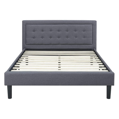 Classic Brands Mornington Tufted Upholstery Platform Bed Frame, King, Dark Grey