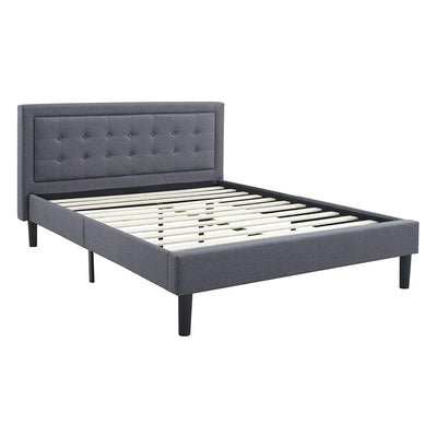 Classic Brands Mornington Tufted Upholstery Platform Bed Frame, King, Dark Grey