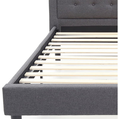 Classic Brands Mornington Tufted Upholstery Platform Bed Frame, King, Dark Grey