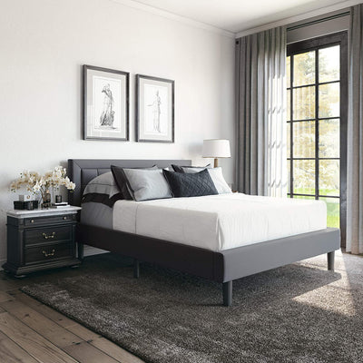 Classic Brands Mornington Tufted Upholstery Platform Bed Frame, King, Dark Grey