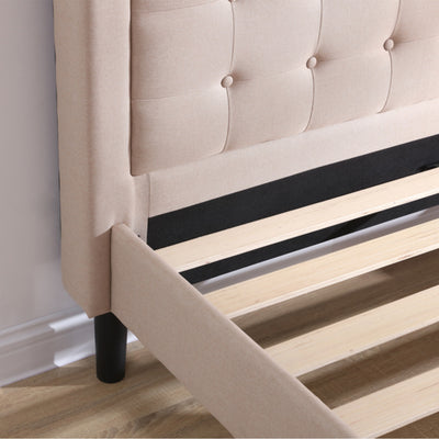 Classic Brands Mornington Compact Low Profile Platform Bed Frame, Queen, Linen