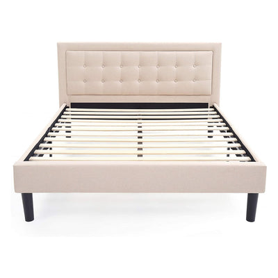 Classic Brands Mornington Upholstery Platform Headboard & Bed Frame, King, Linen