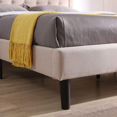 Classic Brands Mornington Upholstery Platform Headboard & Bed Frame, King, Linen