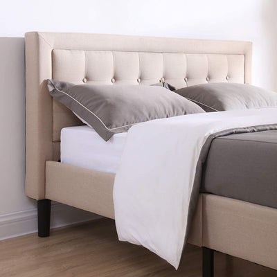 Classic Brands Mornington Upholstery Platform Headboard & Bed Frame, King, Linen