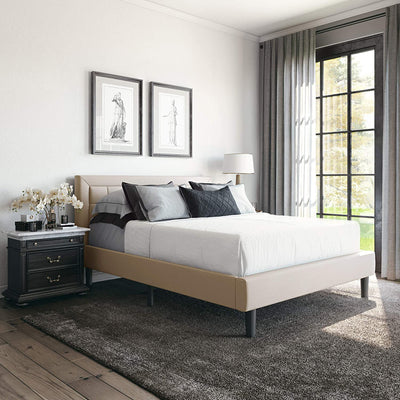Classic Brands Mornington Upholstery Platform Headboard & Bed Frame, King, Linen