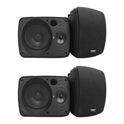 Pyle 5.25 Inch 600W Indoor Outdoor Waterproof Bluetooth Black Speaker (4 Pack)