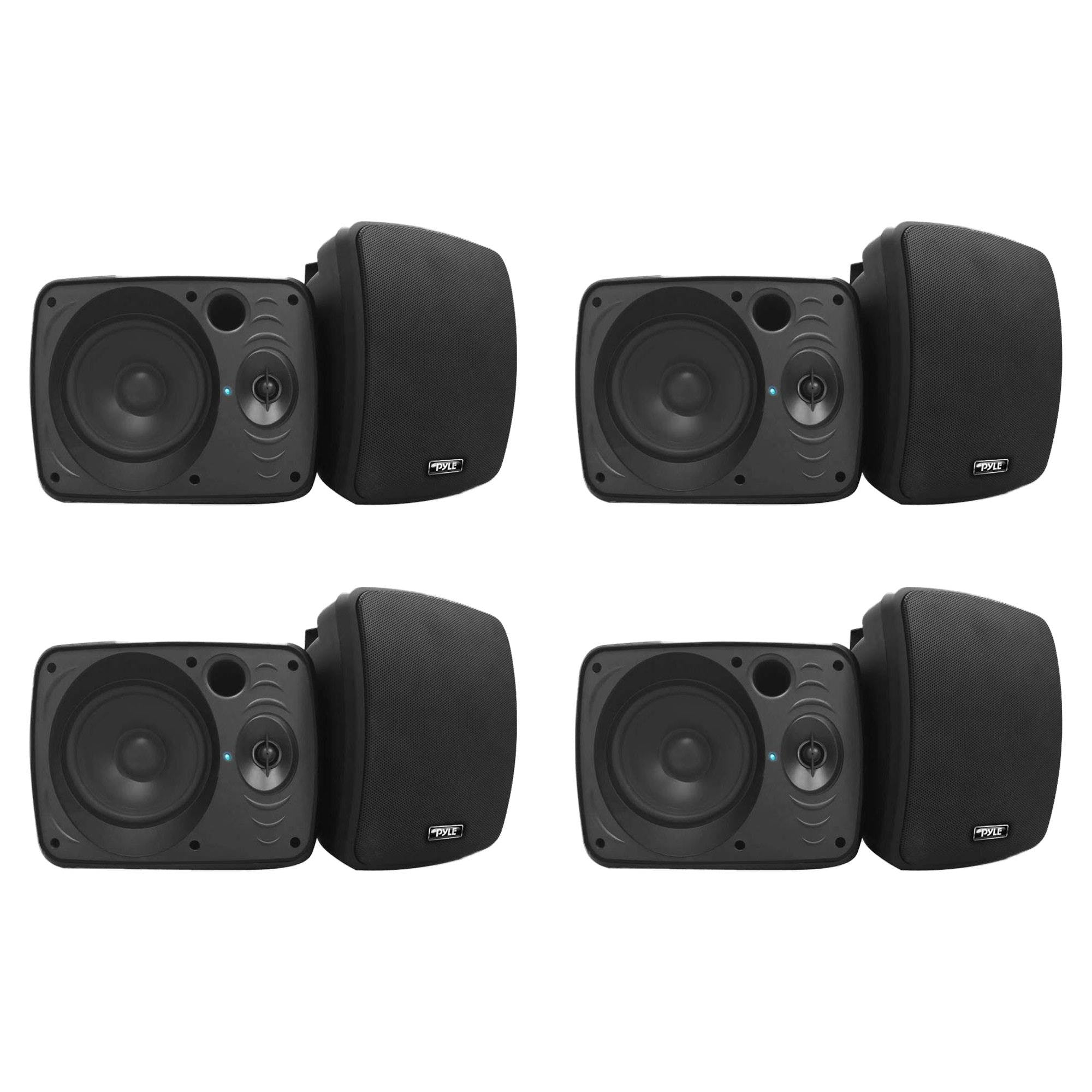 Pyle 5.25 Inch 600W Indoor Outdoor Waterproof Bluetooth Black Speaker (8 Pack)