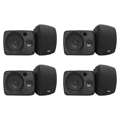 Pyle 5.25 Inch 600W Indoor Outdoor Waterproof Bluetooth Black Speaker (8 Pack)